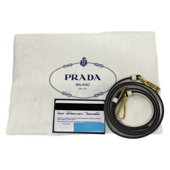 Auth PRADA Pannier Small 1BA217 White Saffiano Leather - Handbag - Picture 7 of 16